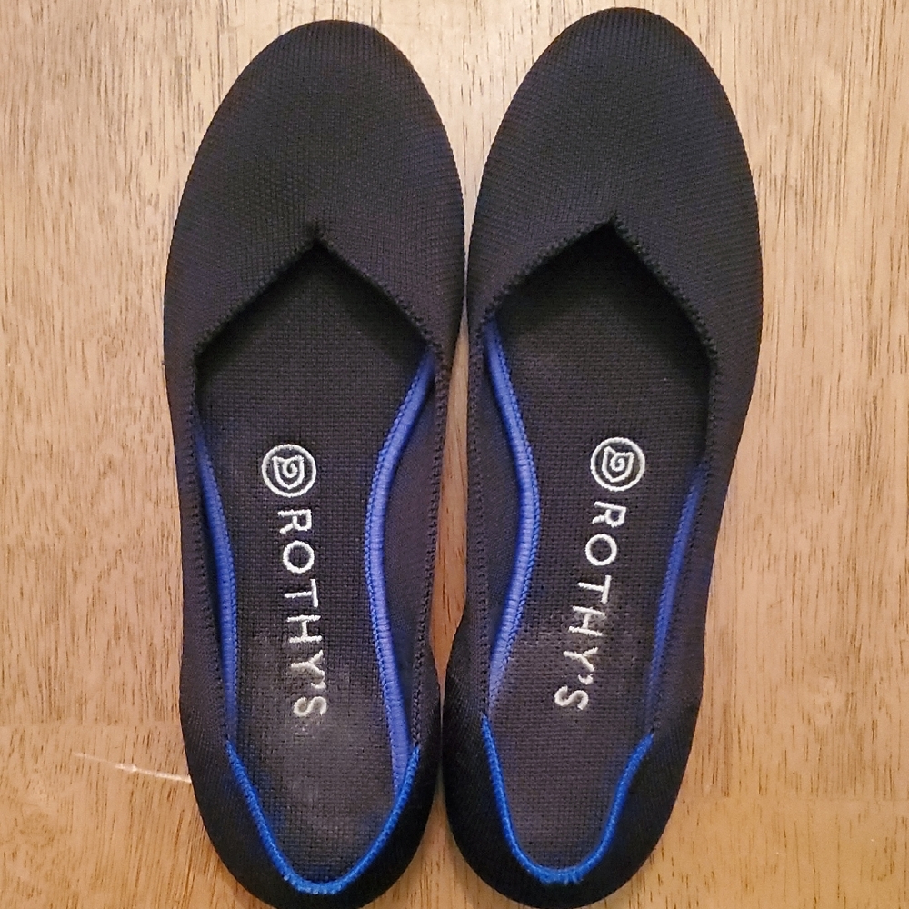 Rothy's Women's Flats in Black with Blue Accents